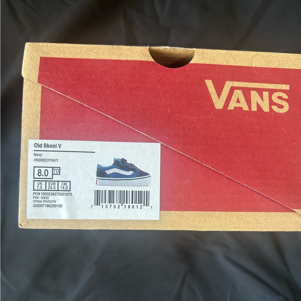 Vans Kids Navy and White Velcro Sneakers - Picture 5 of 5